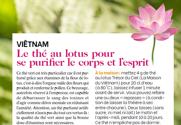 Thé au Lotus La Maison du Vietnam Femme Actuelle